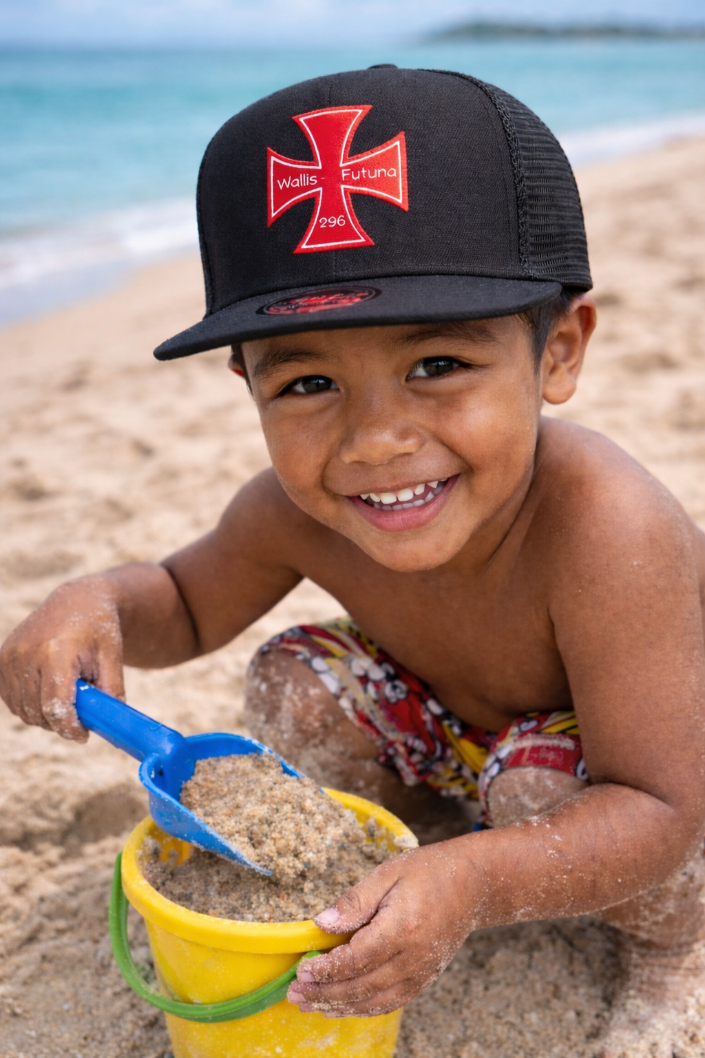 Casquette avec filet en noir style Wallis et Futuna.